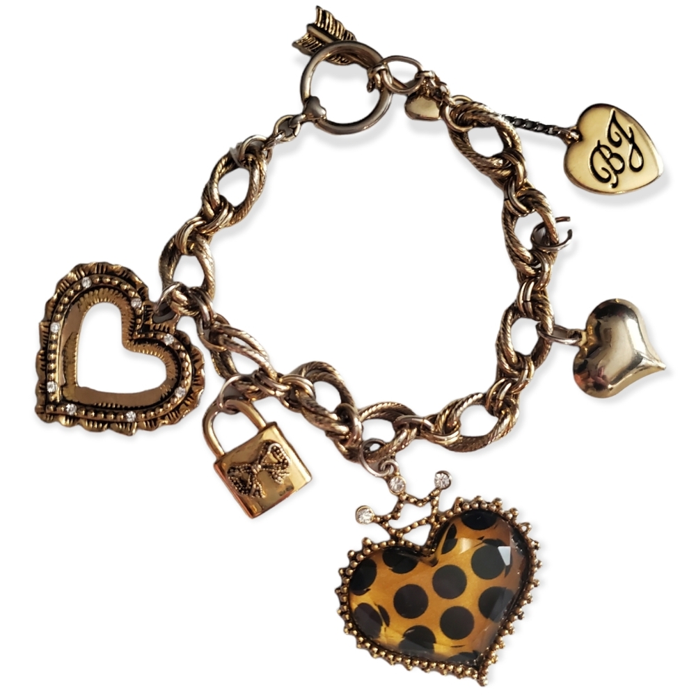 FREE SHIPPING ☆Betsey Johnson heart crown animal print bracelet